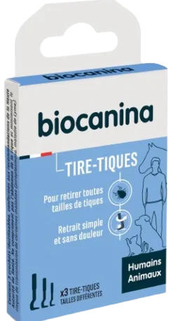 Tire-tiques humains et animaux 3 tailles différentes Biocanina - boite de 3 tire-tiques