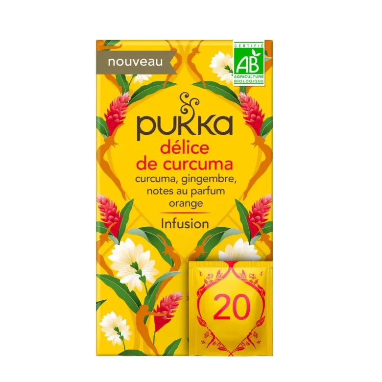 Tisane délice de Curcuma bio Pukka - boîte de 20 sachets
