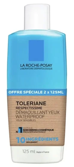 Tolériane respectissime démaquillant yeux waterproof La Roche-Posay - lot de 2 flacons de 125ml