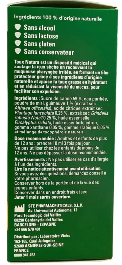 Toux Natura sèche et grasse Vicks