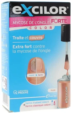 Traitement de la mycose de l'ongle Forte Color corail Excilor - flacon de 30ml