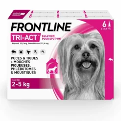 Tri-act solution pour spot-on chiens 2-5 kg Frontline - boîte de 6 pipettes de 0,5ml