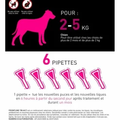 Tri-act solution pour spot-on chiens 2-5 kg Frontline - boîte de 6 pipettes de 0,5ml