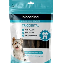 Triodental lamelle à macher très petits chiens moins de 5kg Biocanina - sachet de 15 lamelles à mâcher végétales