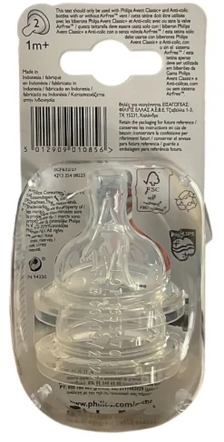 Tétine airflex 2 trous débit lent 1 moi+ Avent - 2 tétines