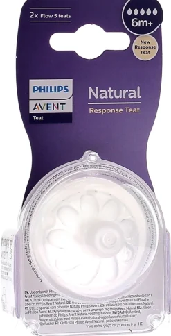 Tétine Natural Response débit 5 6 mois et + Avent - lot de 2 tétines