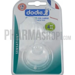 Tétines plate col large liquide épais +6 mois Dodie - 2 tétines