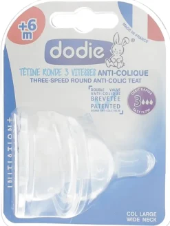 Tétines rondes 3 vitesses anti-colique +6 mois Dodie - 2 tétines