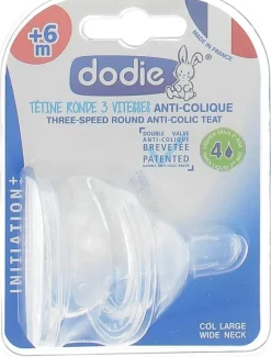 Tétines rondes 3 vitesses anti-colique +6 mois Dodie - 2 tétines