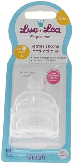 Tétines silicone anti-colique 0 mois+ Luc et Léa - 2 tétines