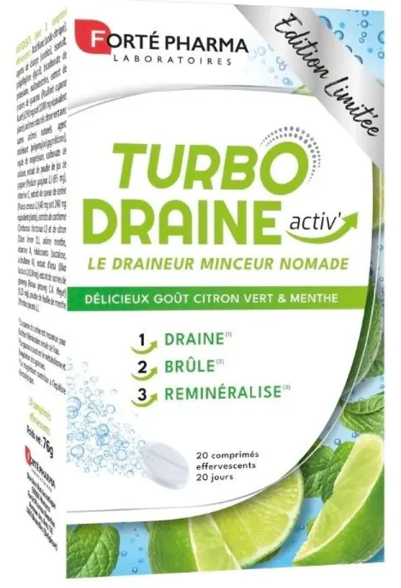 TurboDraine activ édition limitée Forté Pharma - boite de 20 comprimés