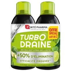 Turbo Draine goût citron vert et menthe Forté Pharma - lot de 2 bouteilles de 500ml offre spéciale