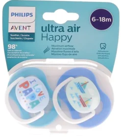 Ultra Air Happy Sucettes orthodontiques 6-18 mois Philips Avent - lot de 2 sucettes