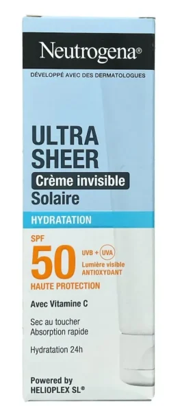 Ultra Sheer crème invisible solaire hydratation SPF50 Neutrogena - tube de 50ml