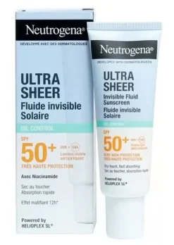 Ultra Sheer Fluide invisible solaire Oil Control SPF50+ Neutrogena - tube de 50ml