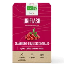 Uriflash cranberry & 3 huiles essentielles Léro – 20 gélules