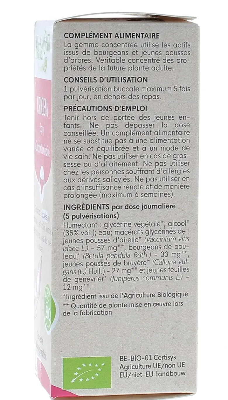 Urigem bio confort urinaire Herbalgem - spray de 15 ml