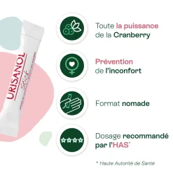 Urisanol cranberry entretien Naturactive - boîte de 20 sticks