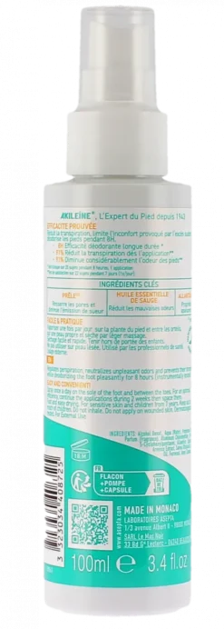 Vaporisateur-déo anti-transpirant Akileïne - spray de 100ml