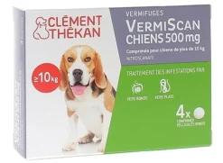 VermiScan chiens 500 mg Clément thékan - 4 comprimés pelliculés ronds