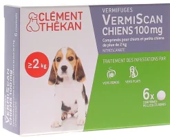VermiScan chiens 100 mg Clément thékan - 6 comprimés pelliculés ronds