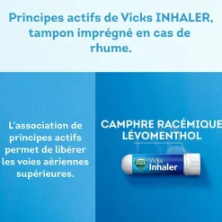 Vicks Inhaler – 1 tampon imprégné pour inhalation par fumigation