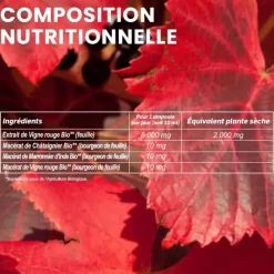 Vigne rouge bio favorise le retour veineux Santarome - boite de 20 ampoules
