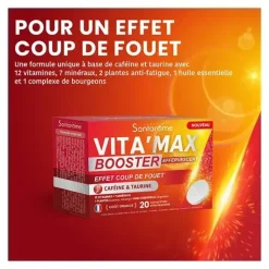 Vita'Max Booster effervescent caféine & taurine Santarome - boite de 20 comprimés effervescents
