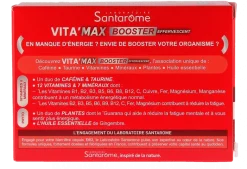 Vita'Max Booster effervescent caféine & taurine Santarome - boite de 20 comprimés effervescents