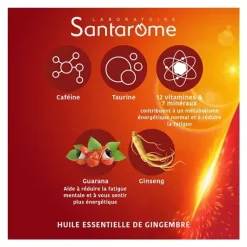 Vita'Max Booster effervescent caféine & taurine Santarome - boite de 20 comprimés effervescents