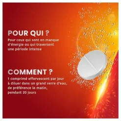 Vita'Max Booster effervescent caféine & taurine Santarome - boite de 20 comprimés effervescents