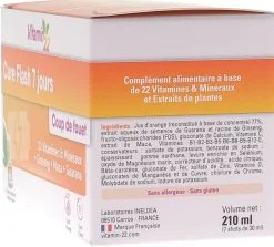 Vitamin 22 cure flash 7 jours Ineldea - boite de 7 flacons unidoses de 30 ml