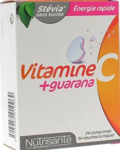 Vitamine C + Guarana Booster Nutrisanté - Boite de 24 comprimés à croquer