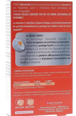 Vitamine C Liposomale 500mg Forté Pharma - boîte de 30 gélules végétales