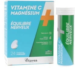Vitamine C + Magnésium équilibre nerveux Nutrisanté - boite de 24 comprimés à croquer