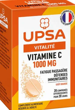 Vitamine C 1000mg effervescent goût orange fatigue passagère Upsa - 20 comprimés