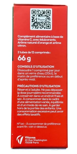 Vitamine C 1000mg saveur orange citron sans sucres Vitavea - boîte de 24 comprimés effervescents