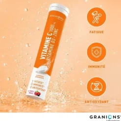 Vitamine C 1000mg vitamine D3 et zinc Granions - tube de 20 comprimés effervescents