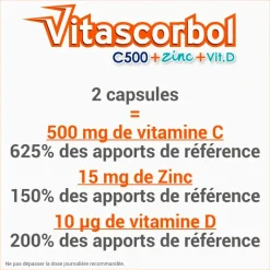 Vitamine C 500 + zinc + vitamine D Vitascorbol – 30 capsules