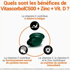 Vitamine C 500 + zinc + vitamine D Vitascorbol – 30 capsules
