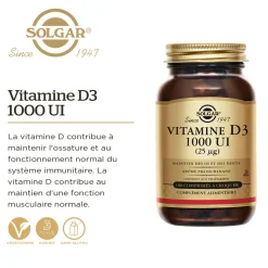 Vitamine D3 1000 UI Solgar - boîte de 100 comprimés à croquer