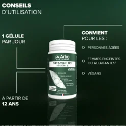 Vitamine D3 végétale 2000ui Arkopharma - 60 gélules