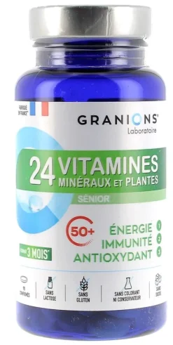 24 vitamines minéraux et plantes sénior Granions - boite de 90 comprimés