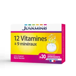 12 Vitamines & 9 Minéraux Juvamine - boîte de 30 comprimés effervescents