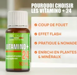 Vitamino+24 effet coup de fouet arôme orange Eric Favre - boite de 10 doses de 10ml