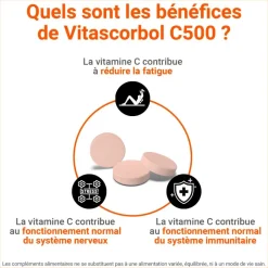 Vitascorbol Vitamine C sans sucre 500 mg
