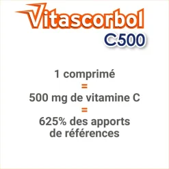 Vitascorbol Vitamine C sans sucre 500 mg