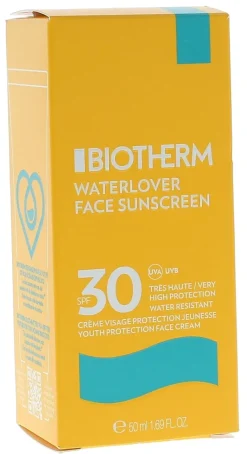 Waterlover Face Sunscreen Crème visage protection jeunesse SPF30 Biotherm - tube de 50 ml
