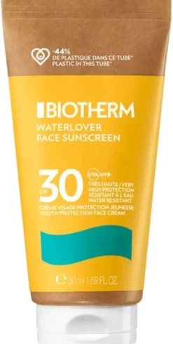 Waterlover Face Sunscreen Crème visage protection jeunesse SPF30 Biotherm - tube de 50 ml