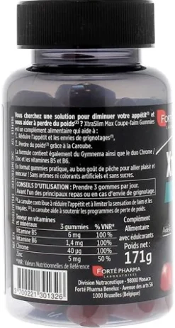 XtraSlim Max Gummies coupe-faim Forté Pharma - pot de 60 gummies